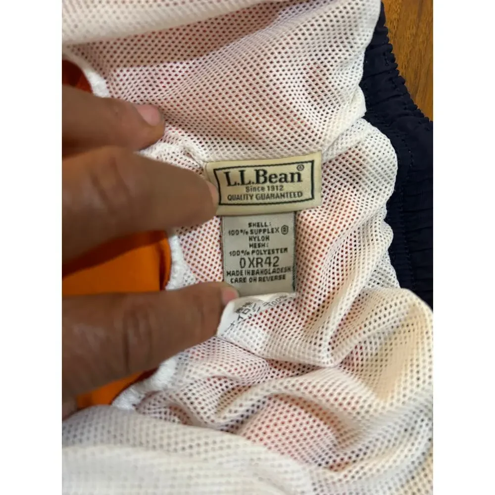 Orange L.L. Bean Cargo Mesh-Lined Swim Trunks | Water Shorts - (Men's‎ L)